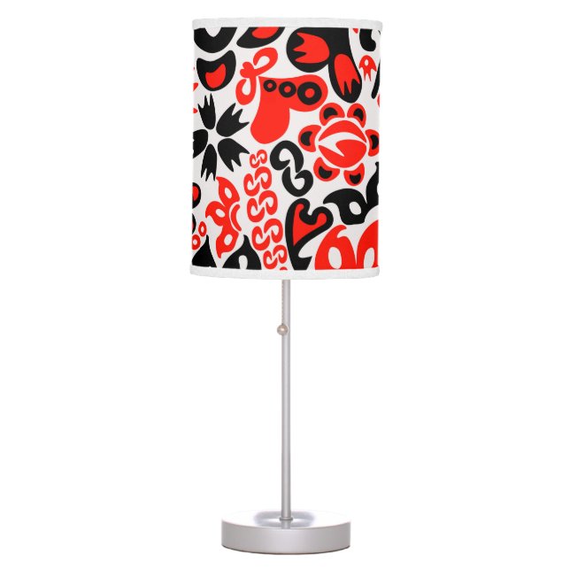 Ukrainian ethnic folk art floral pattern absrtact  table lamp (Front)