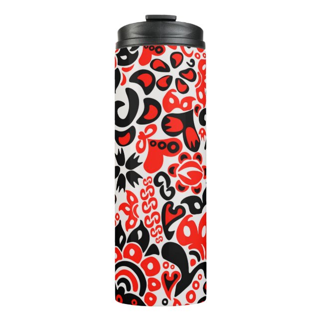 Ukrainian ethnic folk art floral pattern absrtact  thermal tumbler (Front)