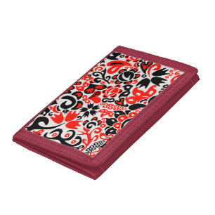 Ukrainian ethnic folk art floral pattern absrtact  tri-fold wallet