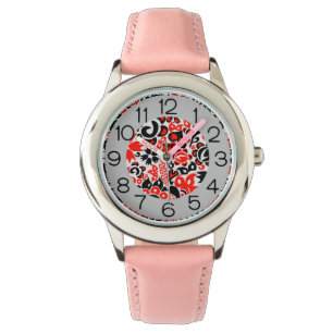Ukrainian ethnic folk art floral pattern absrtact watch