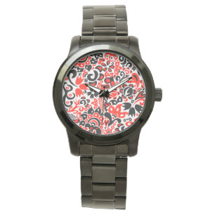 Ukrainian ethnic folk art floral pattern absrtact watch