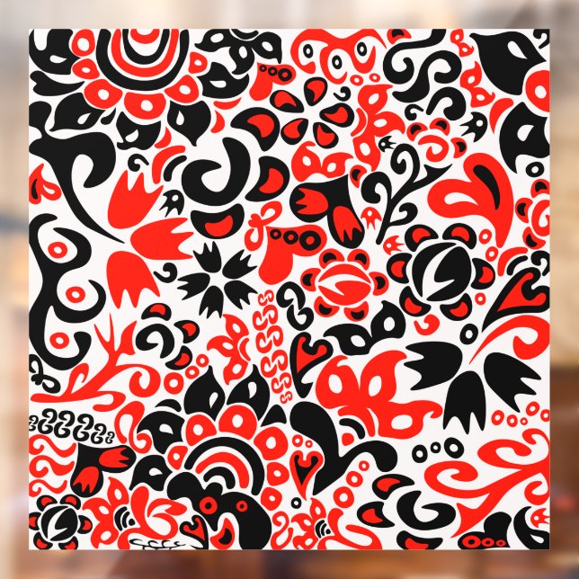 Ukrainian ethnic folk art floral pattern absrtact  window cling (Sheet 2)