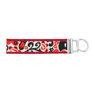 Ukrainian ethnic folk art floral pattern absrtact wrist keychain