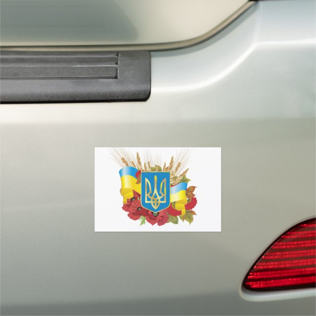 Ukrainian flag and coat of arms. car magnet (In Situ)