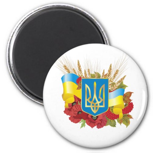 Ukrainian flag and coat of arms magnet