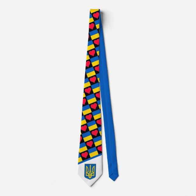 Ukrainian Flag and Coat of Arms Ukraine Pride Neck Tie (Front)