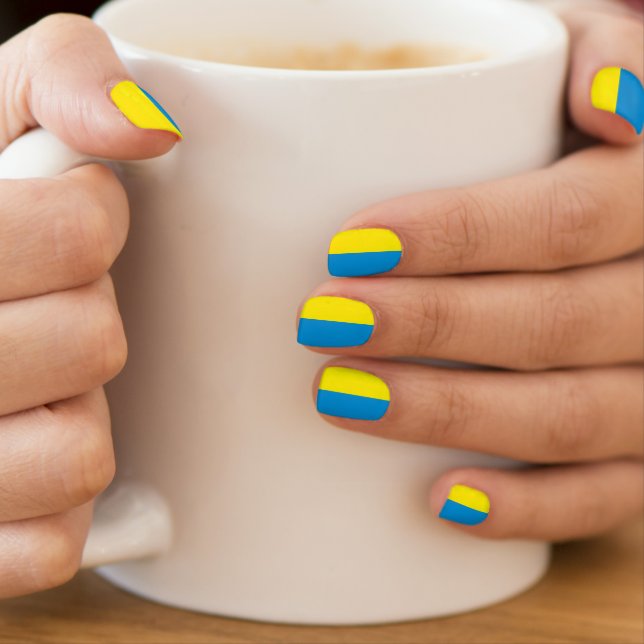 Ukrainian Flag Blue and Yellow Minx Nail Art (Insitu - Mug)