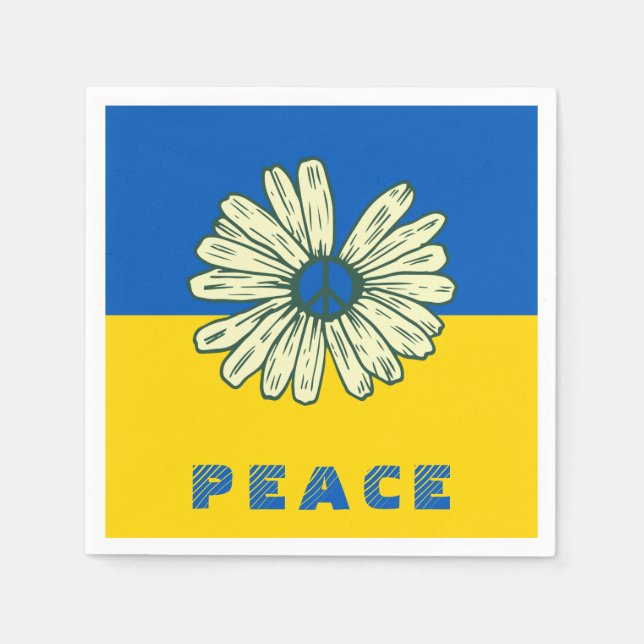 Ukrainian Flag Blue Yellow Peace Sunflower   Napkins (Front)