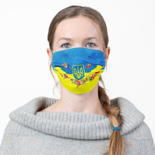 Ukrainian Flag Cloth Face Mask (Worn)
