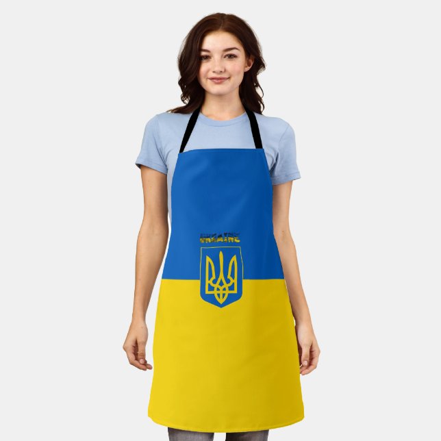 Ukrainian flag-coat arms apron (Worn)