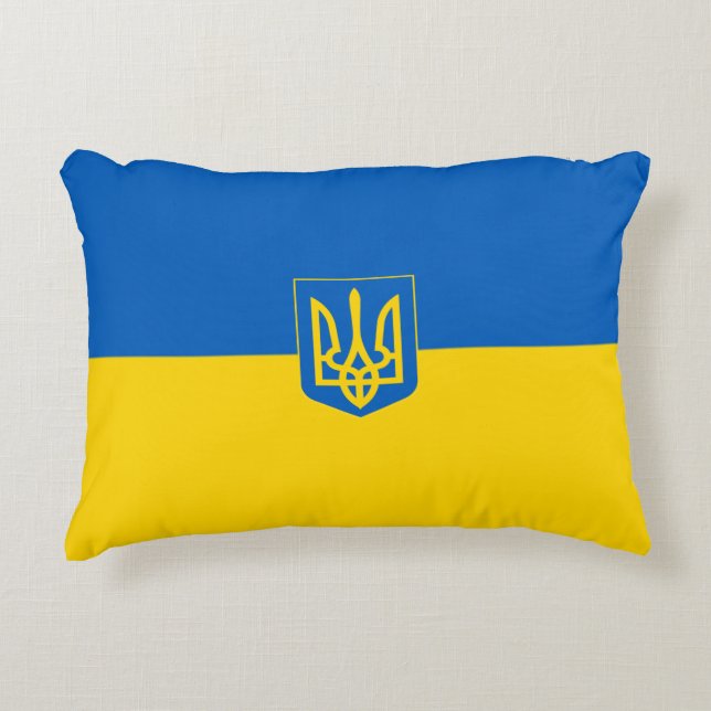 Ukrainian flag-Coat of arms Accent Pillow (Front)