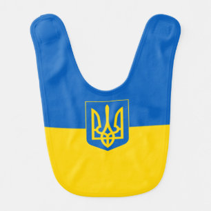 Ukrainian flag-coat of arms baby bib