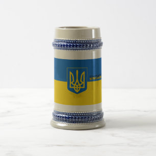 Ukrainian flag-coat of arms beer stein