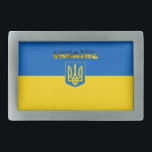Ukrainian flag-coat of arms belt buckle<br><div class="desc">Flag and Coat of arms of Ukraine</div>