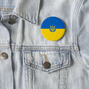 Ukrainian flag-Coat of arms Button