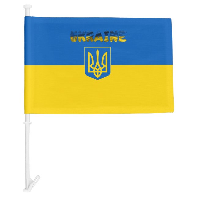 Ukrainian flag-Coat of arms Car Flag (Front)