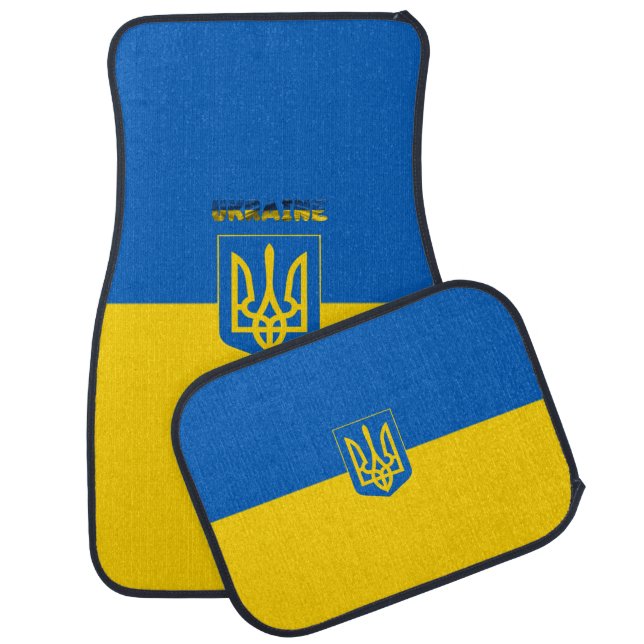 Ukrainian flag-Coat of arms Car Floor Mat (Set)