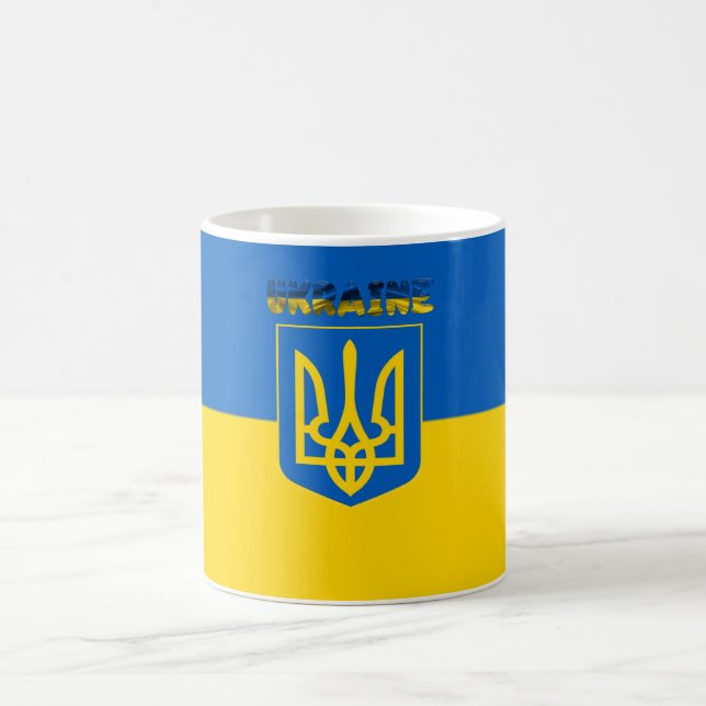 Ukrainian flag-Coat of arms Coffee Mug (Center)