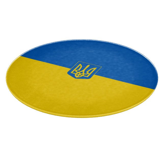 Ukrainian flag-coat of arms cutting board (Corner)