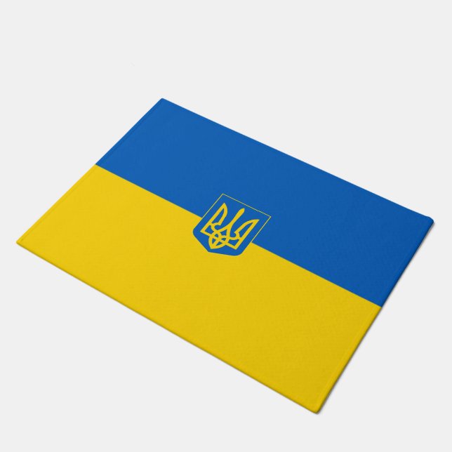 Ukrainian flag-Coat of arms Doormat (Angled)