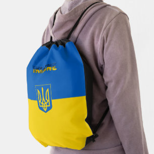Ukrainian flag-Coat of arms Drawstring Bag