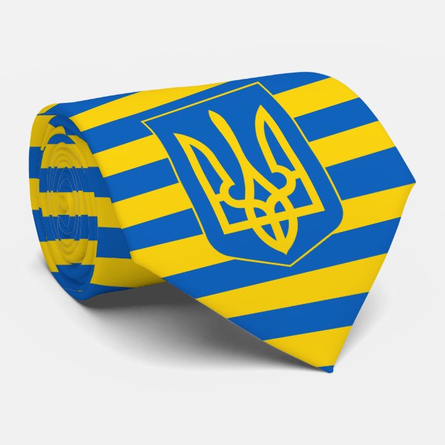 Ukrainian Flag & Coat of Arms, Flag of Ukraine Neck Tie (Rolled)