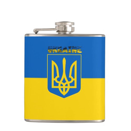 Ukrainian flag_coat of arms flask