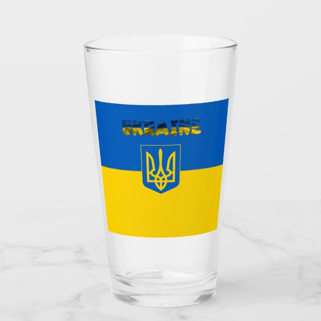 Ukrainian flag-Coat of arms Glass (Front)