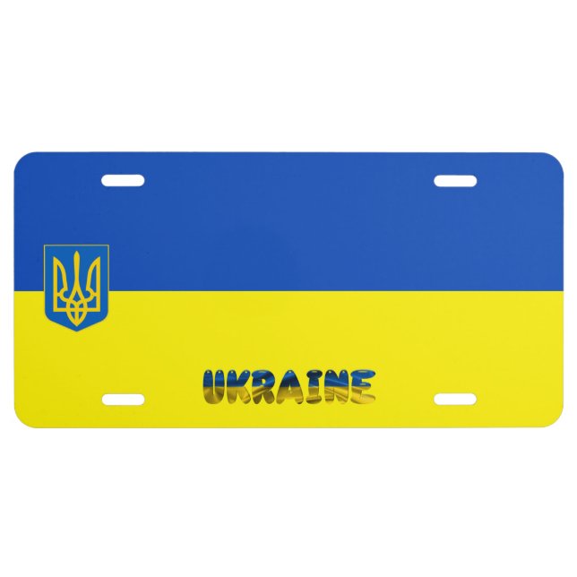 Ukrainian flag-Coat of arms License Plate (Front)