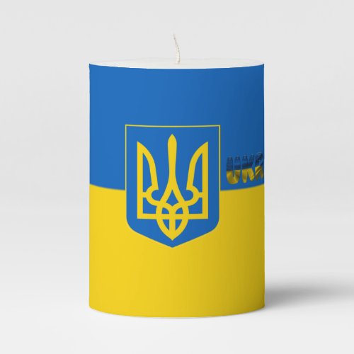 Ukrainian flag_coat of arms pillar candle