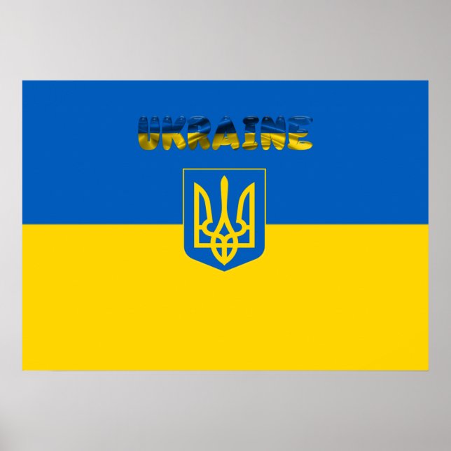 Ukrainian flag-Coat of arms Poster (Front)