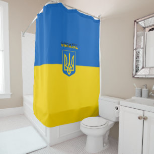 Ukrainian flag-Coat of arms Shower Curtain