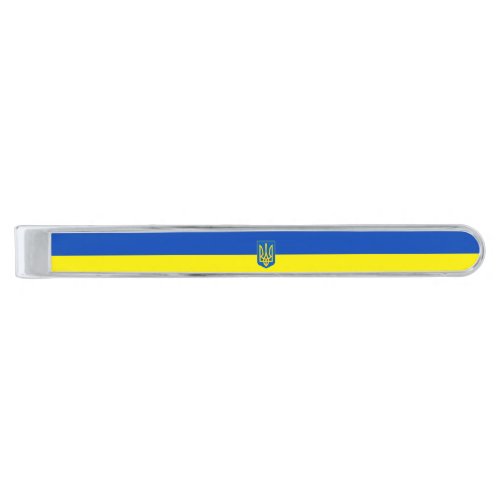 Ukrainian flag_Coat of arms Silver Finish Tie Bar