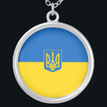 Ukrainian flag-Coat of arms Silver Plated Necklace<br><div class="desc">Flag and Coat of arms of Ukraine</div>