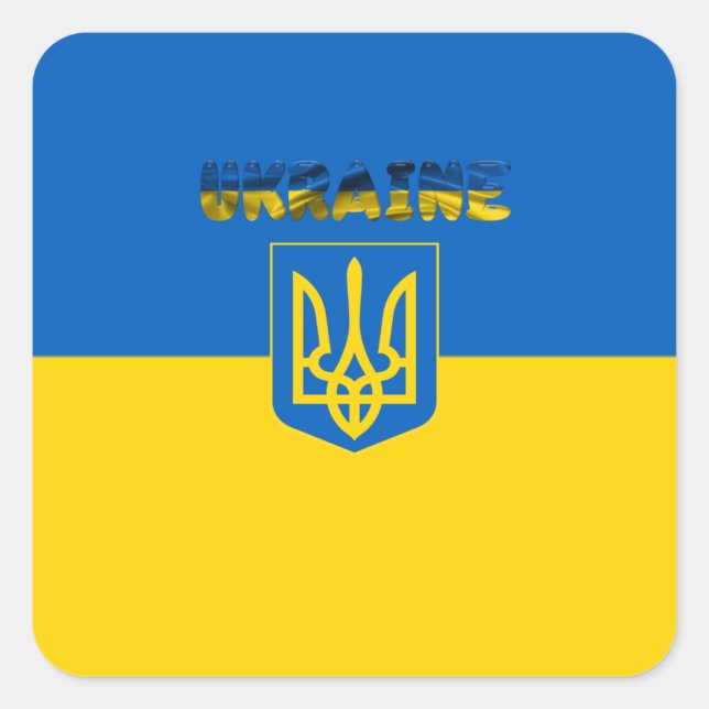 Ukrainian flag-Coat of arms Square Sticker (Front)