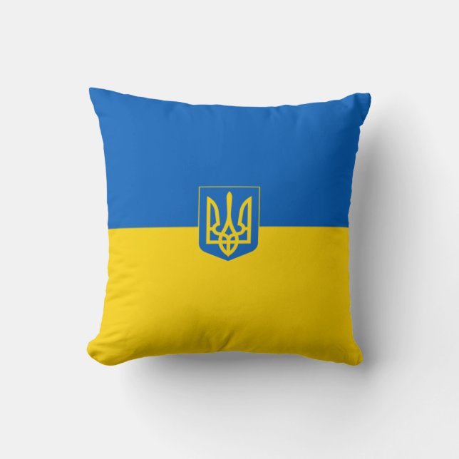 Ukrainian flag-Coat of arms Throw Pillow (Front)