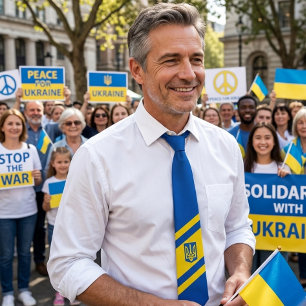 Ukrainian flag. Coat of Arms. Truzyb. Neck Tie