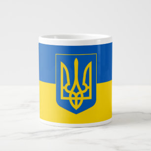 Ukrainian flag. Coat of Arms. We support Ukraine.  Giant Coffee Mug