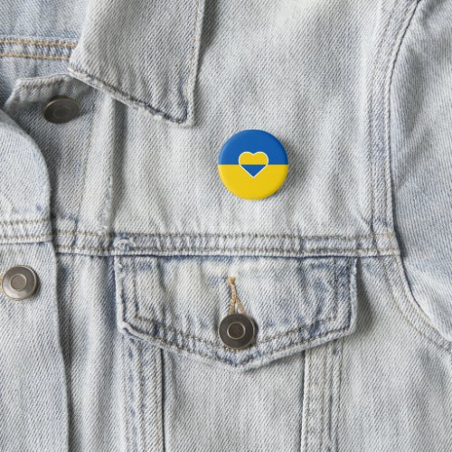 Ukrainian Flag Colors Blue  Yellow Heart Art Button
