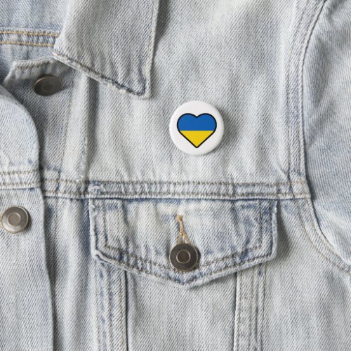 Ukrainian Flag Colors Blue  Yellow Heart Ukraine  Button