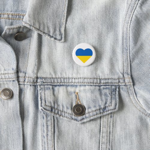 Ukrainian Flag Colors Blue  Yellow Heart Ukraine Button