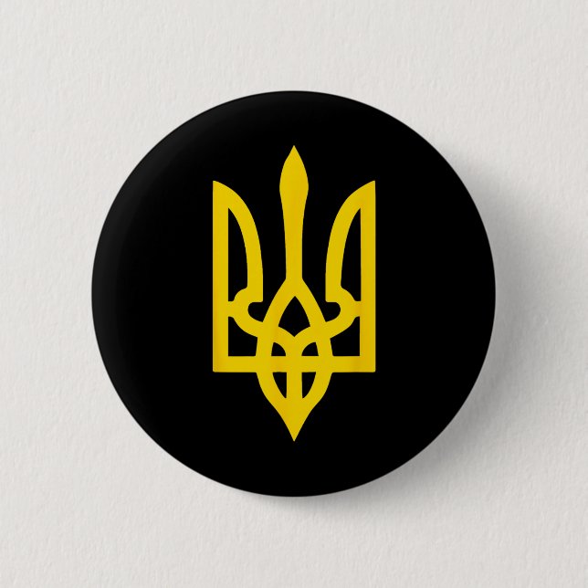 Ukrainian Flag Crest Symbol Logo Ukraine  Button (Front)
