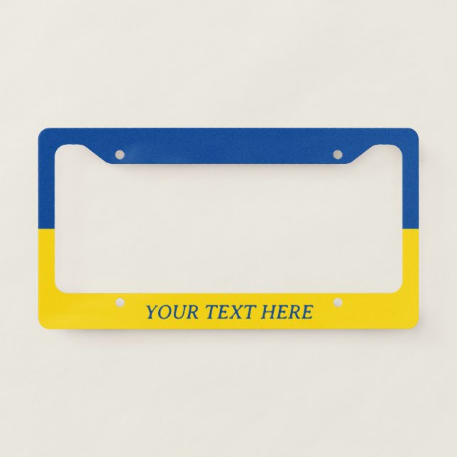 Ukrainian flag custom car license plate frame (Front)