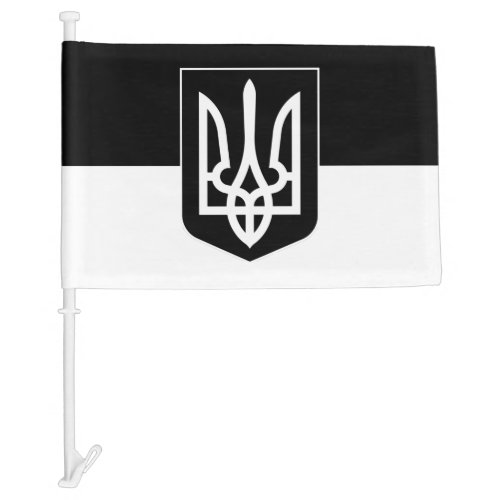 Ukrainian flag Emblem  Ukraine _ Black  White Car Flag
