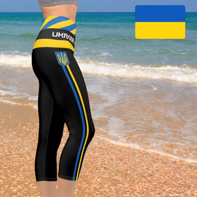 Ukrainian flag, Emblem & Ukraine fashion /black Capri Leggings (Creator Uploaded)