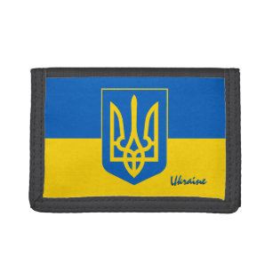Ukrainian flag fashion, Ukraine patriots / sports Trifold Wallet