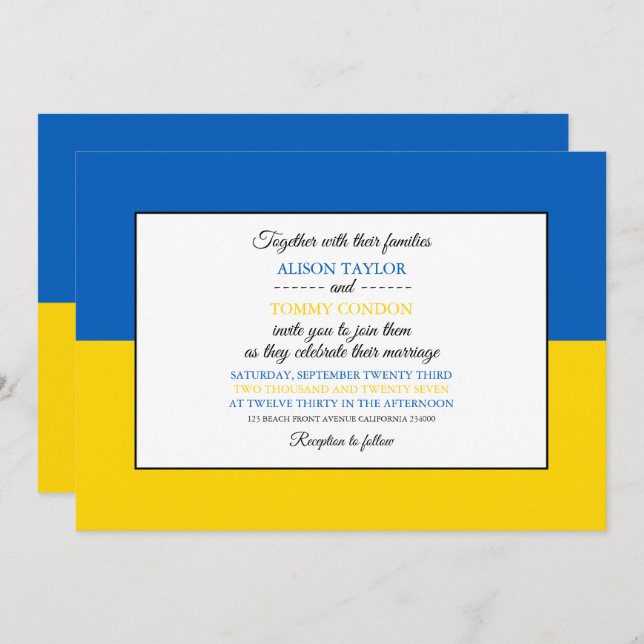 Ukrainian Flag, Flag of Ukraine Wedding Invitation (Front/Back)