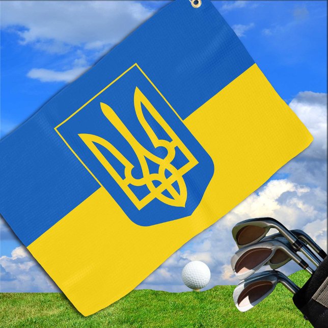 Ukrainian flag Golf Towel & Ukraine golfing /sport (Creator Uploaded)