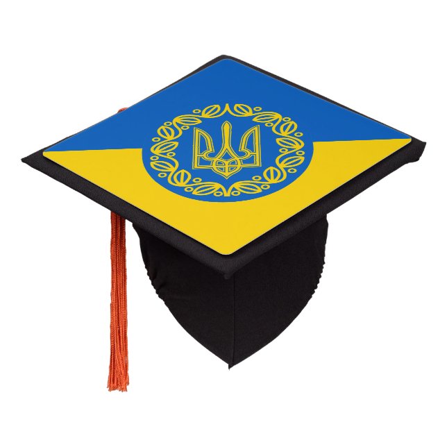 Ukrainian flag graduation cap topper (Angled)