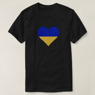 Ukrainian Flag Heart Glitter T-Shirt